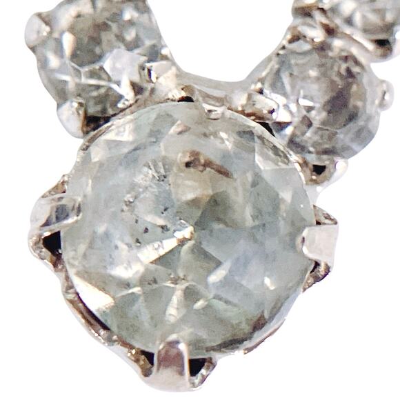 VTG Signed Carol Deb 1950s Cocktail Rhinestone Bib Necklace Silver Tone Elegant - Picture 4 of 15